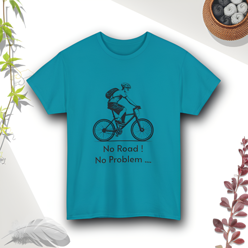 Biking Adventure - No Road! No Problem - Heavy Cotton Tee